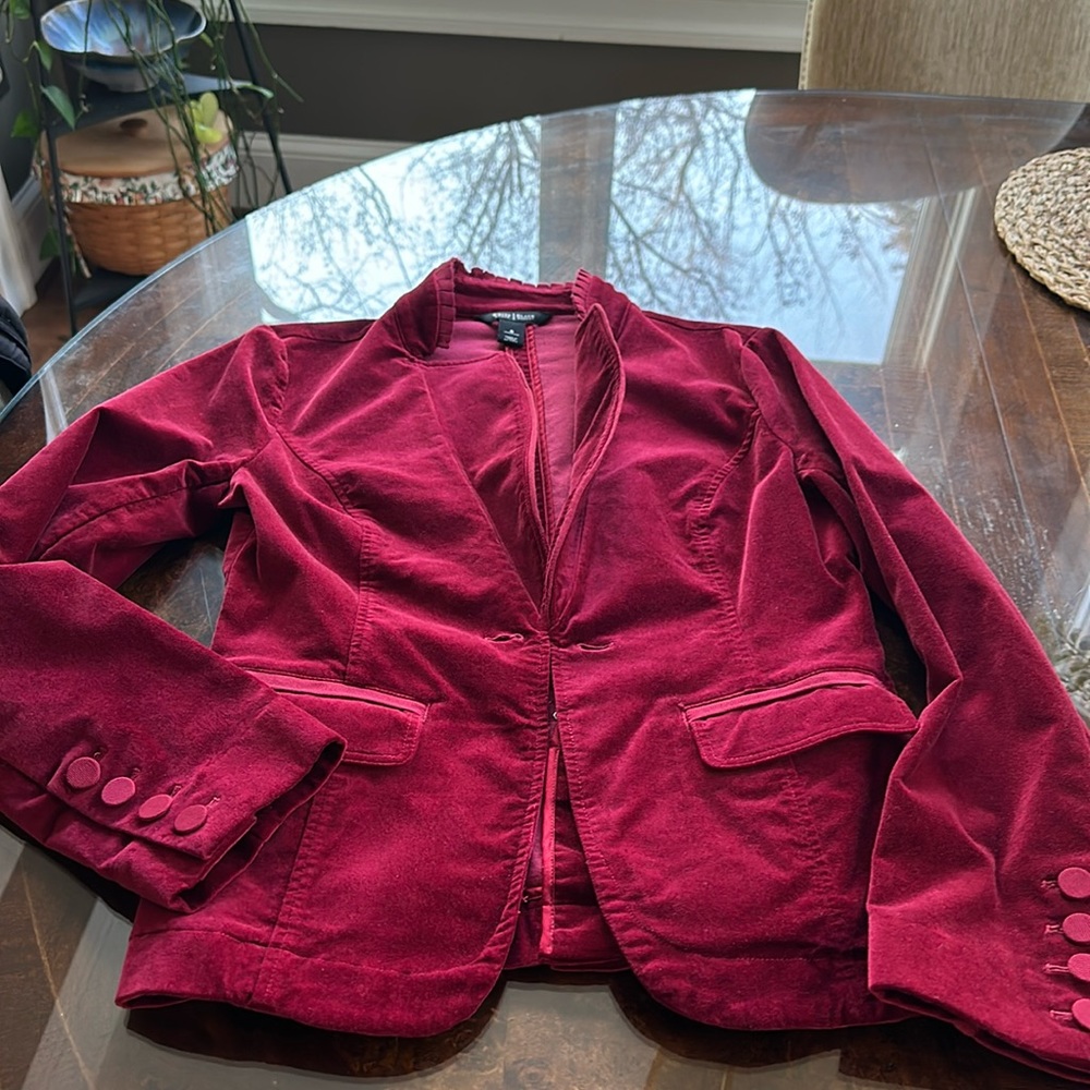 Whbm red velvet jacket